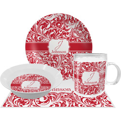 Swirl Dinner Set - Single 4 Pc Setting w/ Name and Initial