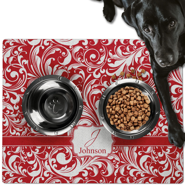 Swirl Dog Food Mat - Large LIFESTYLE