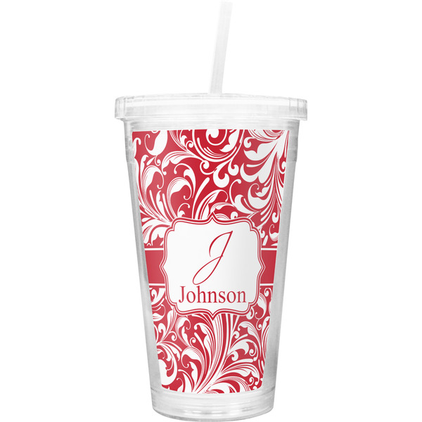 Custom Swirl Double Wall Tumbler with Straw (Personalized)