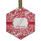 Swirl Flat Glass Ornament - Hexagon w/ Name and Initial