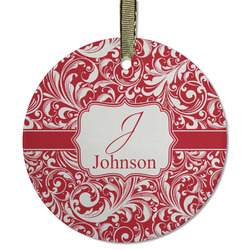 Swirl Flat Glass Ornament - Round w/ Name and Initial