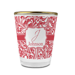 Swirl Glass Shot Glass - 1.5 oz - with Gold Rim - Set of 4 (Personalized)