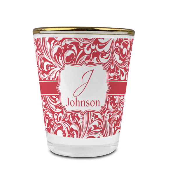 Custom Swirl Glass Shot Glass - 1.5 oz - with Gold Rim - Set of 4 (Personalized)