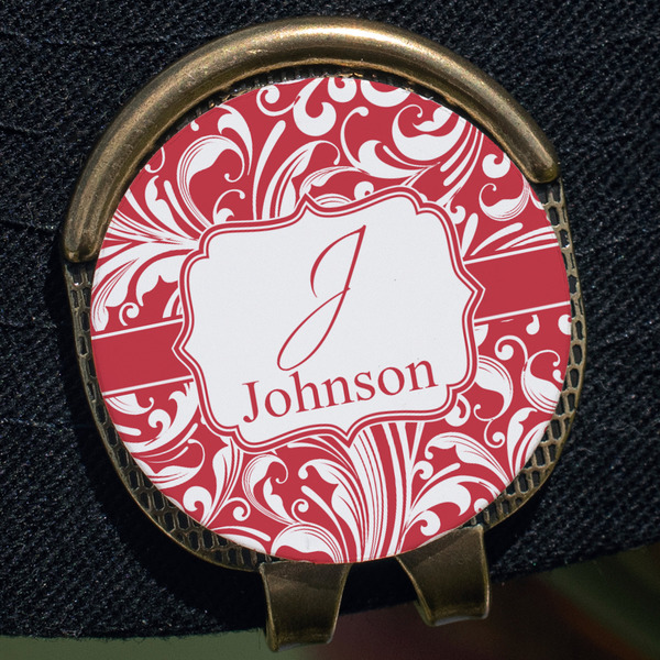 Swirl Golf Ball Marker Hat Clip - Gold - Close Up