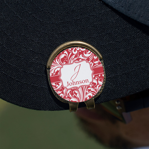 Swirl Golf Ball Marker Hat Clip - Gold - On Hat