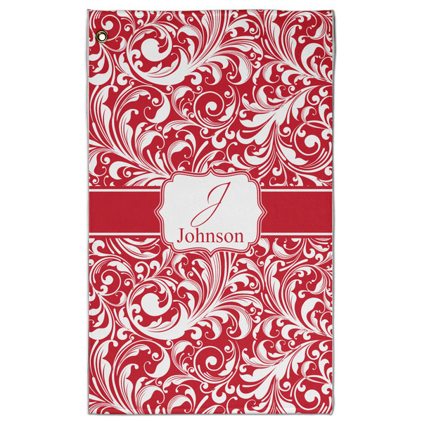 Custom Swirl Golf Towel - Poly-Cotton Blend - Large w/ Name and Initial