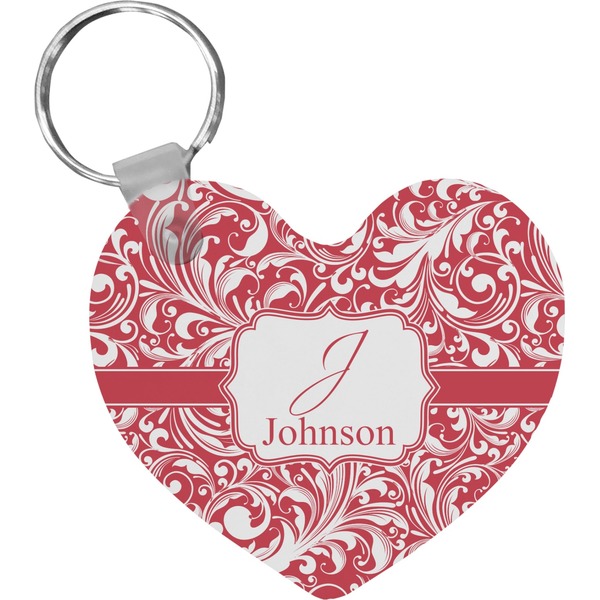 Custom Swirl Heart Plastic Keychain w/ Name and Initial