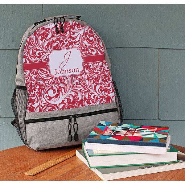 Swirl Large Backpack - Gray - On Desk