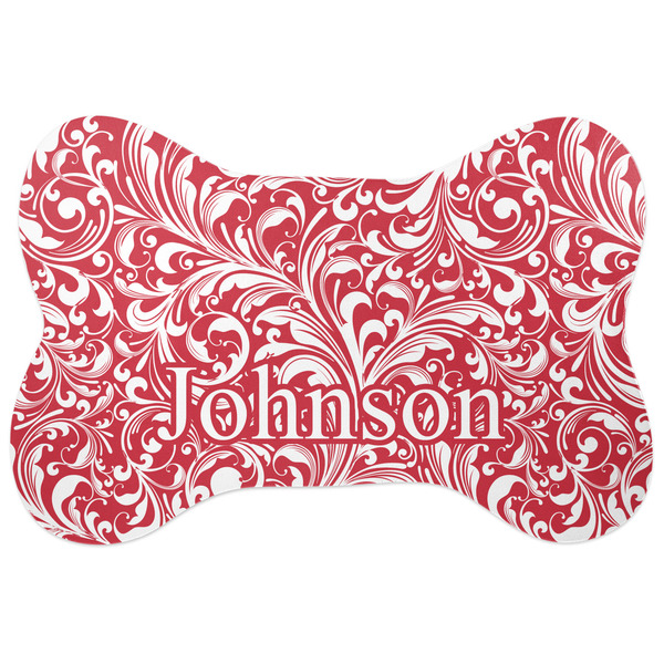 Custom Swirl Bone Shaped Dog Food Mat (Large) (Personalized)