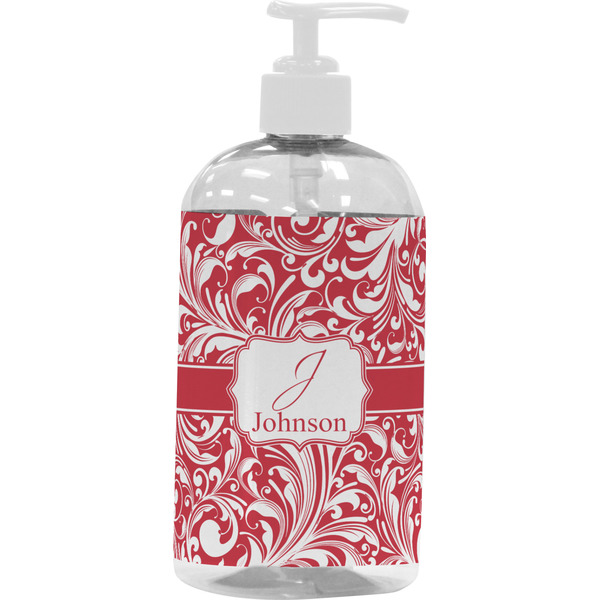 Custom Swirl Plastic Soap / Lotion Dispenser (16 oz - Large - White) (Personalized)