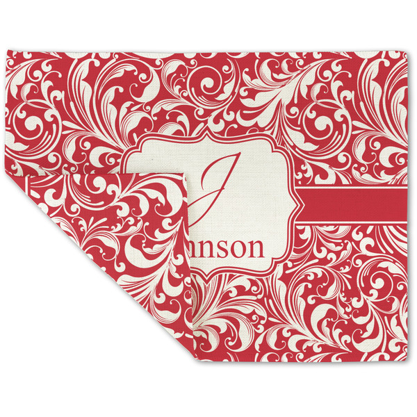 Custom Swirl Double-Sided Linen Placemat - Single w/ Name and Initial