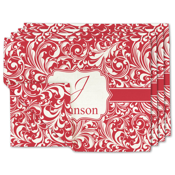 Custom Swirl Double-Sided Linen Placemat - Set of 4 w/ Name and Initial