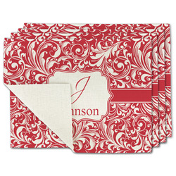 Swirl Single-Sided Linen Placemat - Set of 4 w/ Name and Initial