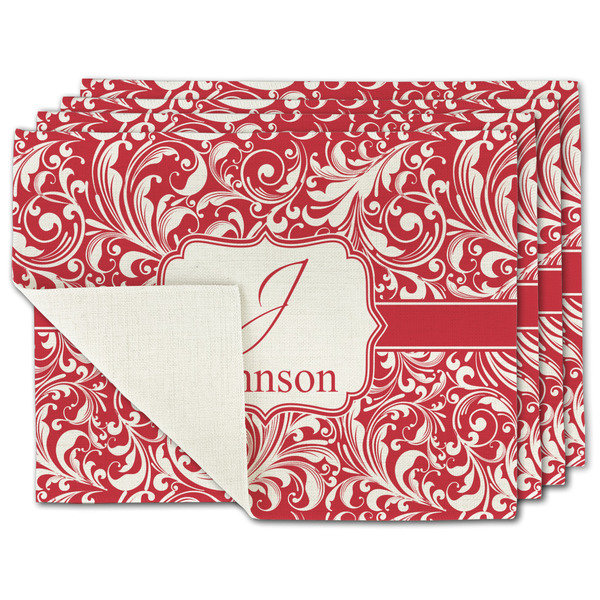 Custom Swirl Single-Sided Linen Placemat - Set of 4 w/ Name and Initial