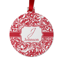 Swirl Metal Ball Ornament - Double Sided w/ Name and Initial