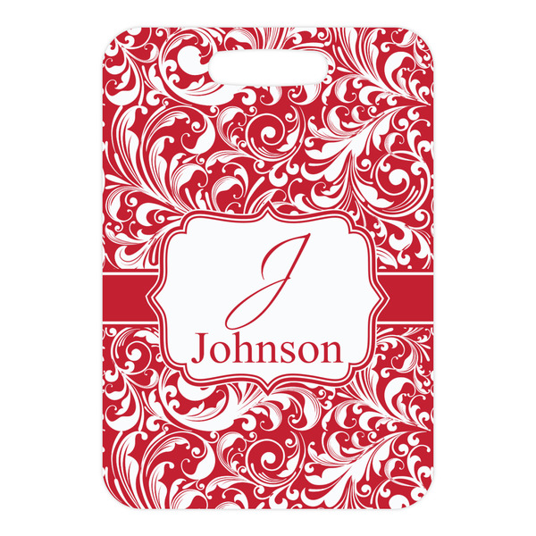 Swirl Metal Luggage Tag - Front Without Strap