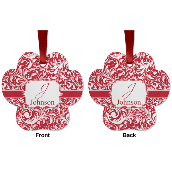 Swirl Metal Paw Ornament - Front and Back