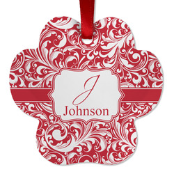 Swirl Metal Paw Ornament - Double Sided w/ Name and Initial