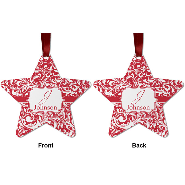 Swirl Metal Star Ornament - Front and Back