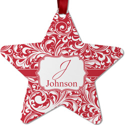 Swirl Metal Star Ornament - Double Sided w/ Name and Initial