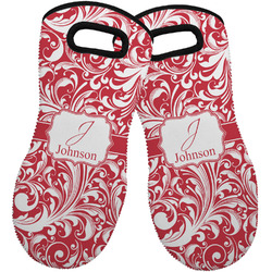 Swirl Neoprene Oven Mitts - Set of 2 w/ Name and Initial