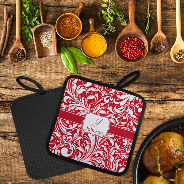 Swirl Neoprene Pot Holder - Set of 2  LIFESTYLE (Flatlay)