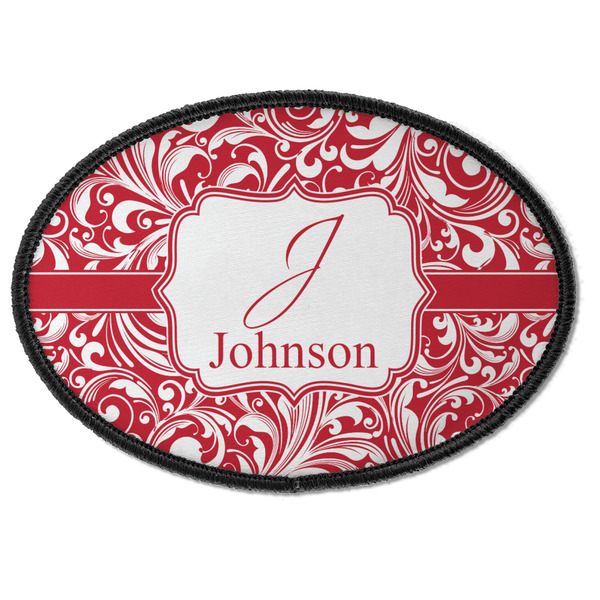 Custom Swirl Iron On Oval Patch w/ Name and Initial