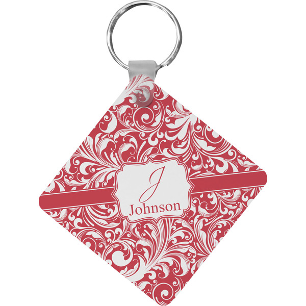 Custom Swirl Diamond Plastic Keychain w/ Name and Initial