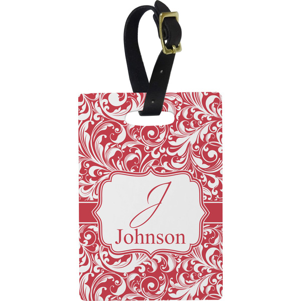 Custom Swirl Plastic Luggage Tag - Rectangular w/ Name and Initial