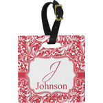 Swirl Plastic Luggage Tag - Square w/ Name and Initial