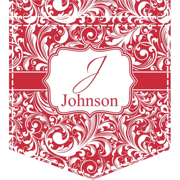 Custom Swirl Iron On Faux Pocket (Personalized)