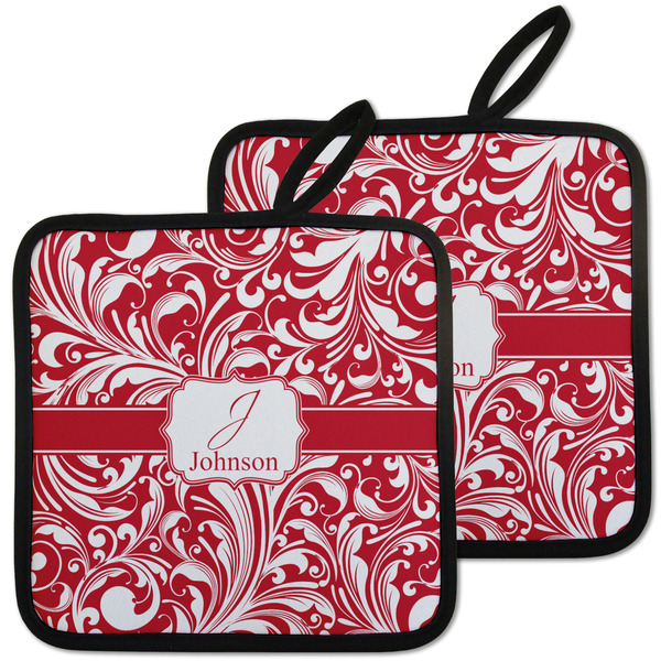 Custom Swirl Pot Holders - Set of 2 w/ Name and Initial