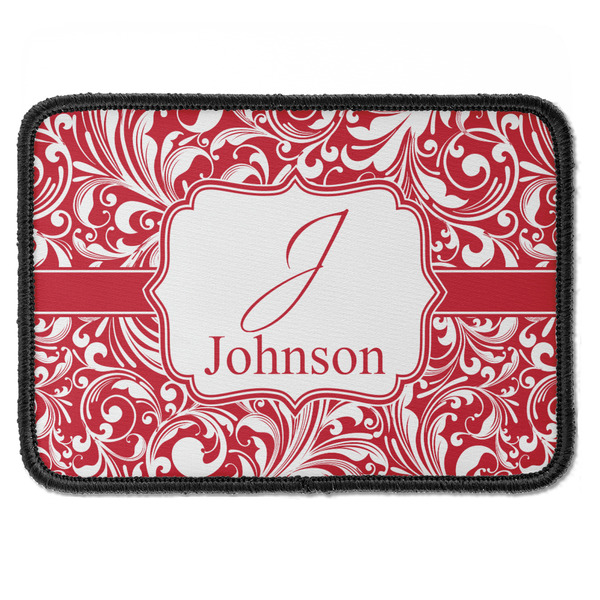 Custom Swirl Iron On Rectangle Patch w/ Name and Initial