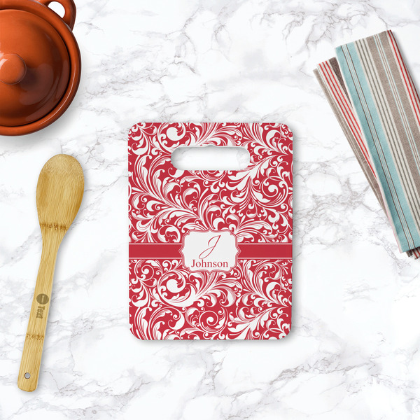 Swirl Rectangle Trivet with Handle - LIFESTYLE