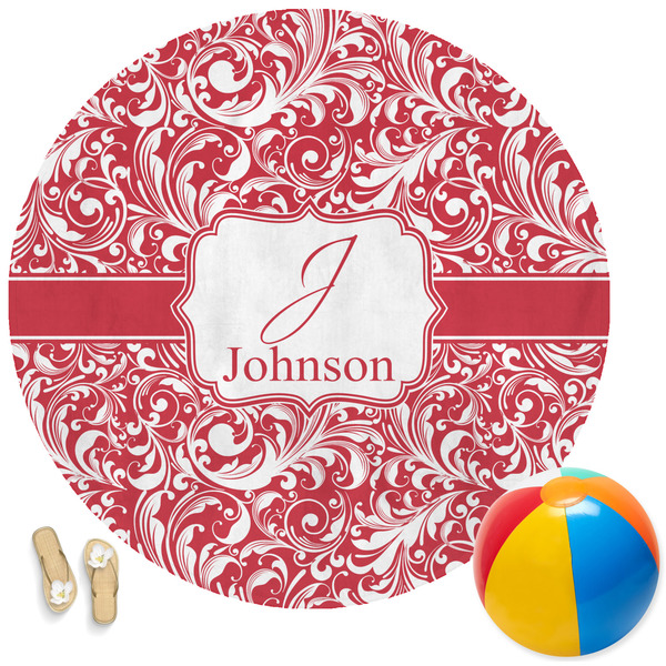 Custom Swirl Round Beach Towel (Personalized)
