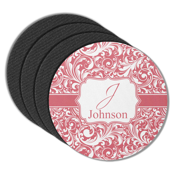 Custom Swirl Round Rubber Backed Coasters - Set of 4 (Personalized)