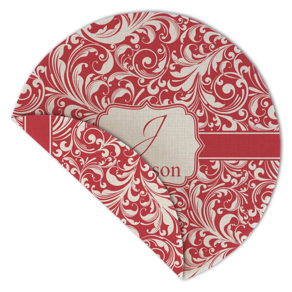 Swirl Round Linen Placemats - Front (folded corner double sided)