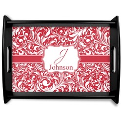 Swirl Black Wooden Tray - Large (Personalized)