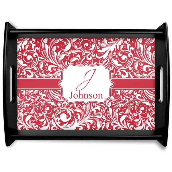 Custom Swirl Black Wooden Tray - Large (Personalized)