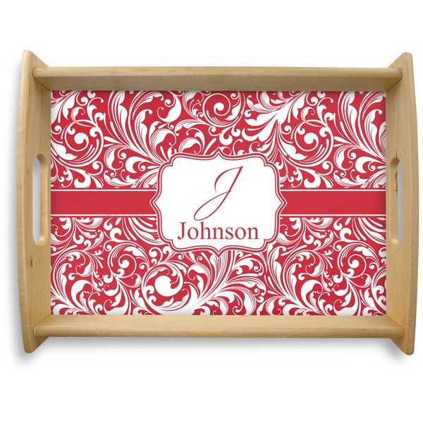 Custom Swirl Natural Wooden Tray - Large (Personalized)