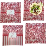 Swirl Set of 4 Glass Square Lunch / Dinner Plate 9.5" (Personalized)