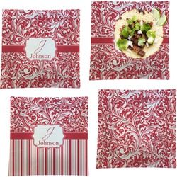 Swirl Set of 4 Glass Square Lunch / Dinner Plate 9.5" (Personalized)