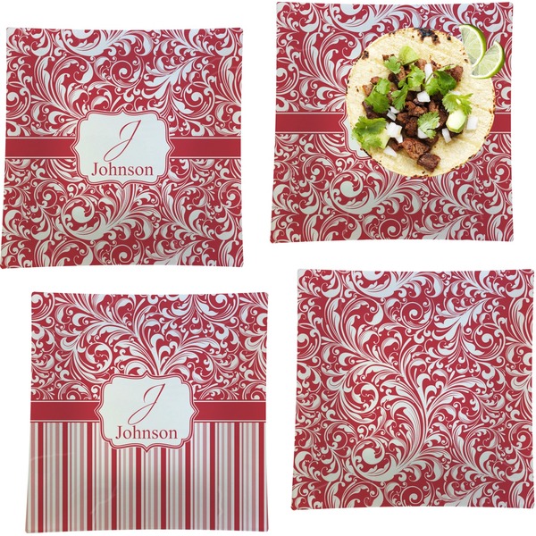 Swirl Set of Square Dinner Plates