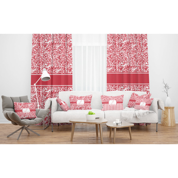 Swirl Sheer and Custom Curtains in Room with Matching Pillows