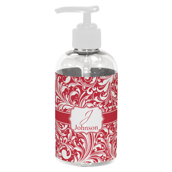 Custom Swirl Plastic Soap / Lotion Dispenser (8 oz - Small - White) (Personalized)