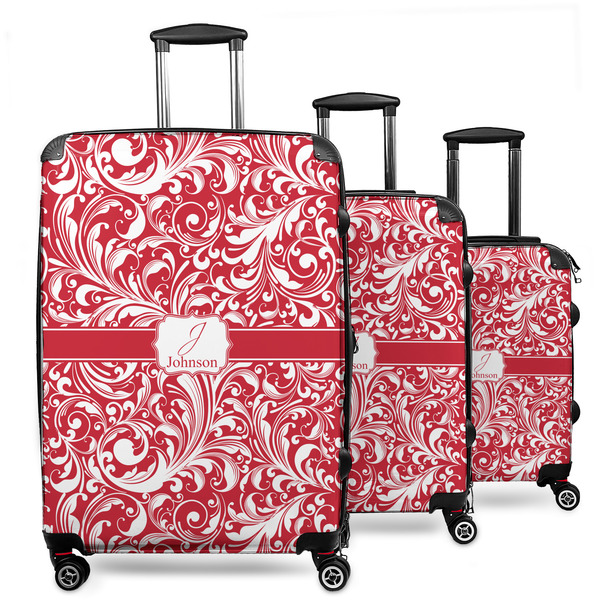 Custom Swirl 3 Piece Luggage Set - 20" Carry On, 24" Medium Checked, 28" Large Checked (Personalized)