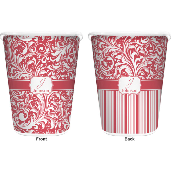 Swirl Trash Can White - Front and Back - Apvl