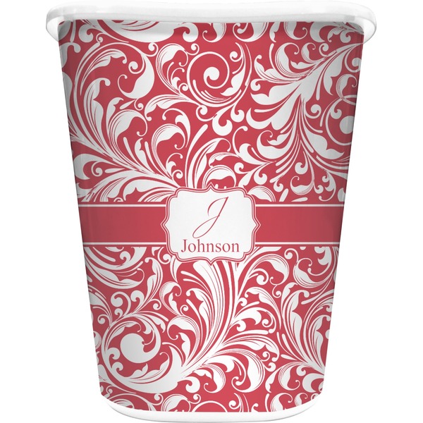 Custom Swirl Waste Basket - Double Sided (White) (Personalized)