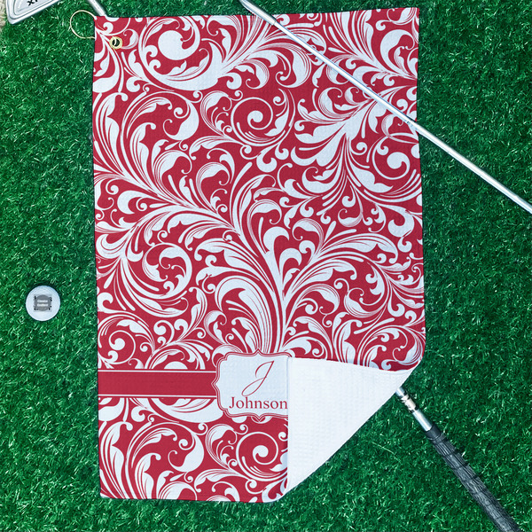 Swirl Waffle Weave Golf Towel - In Context