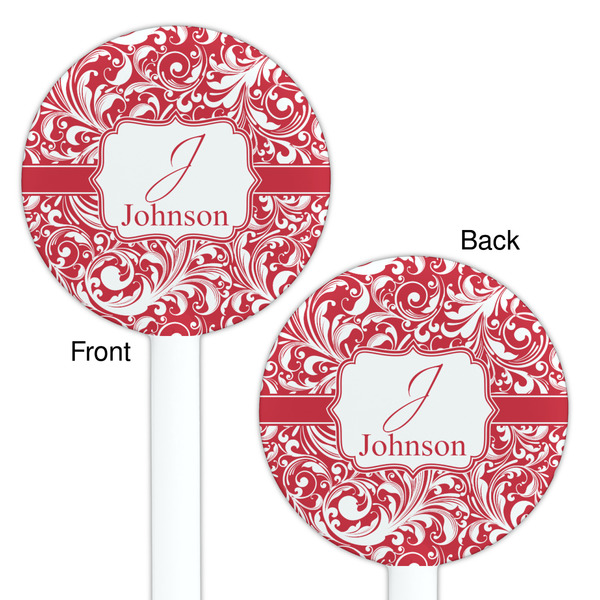 Swirl White Plastic 5.5" Stir Stick - Double Sided - Round - Front & Back